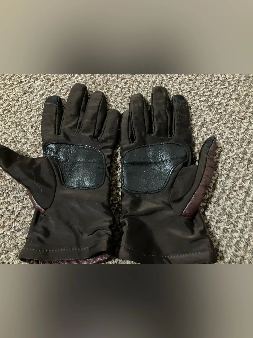 Burgundy leather gloves with cell screen touch enablement - like new, size S